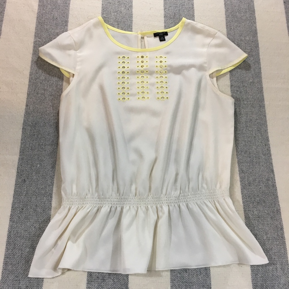 Ann Taylor Blouse Large Petite Cream